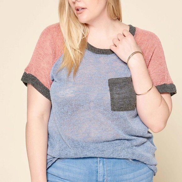 Color-blocked Sweater Knit Top - Picture 1 of 3